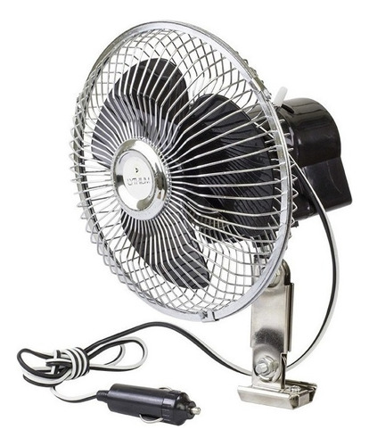 Ventilador Automotivo Carro Kombi Fusca Trailer Motor Home Cor da estrutura Preto Cor das pás Preto Diâmetro 16 cm Frequência 12 Material das pás Plástico Quantidade de pás 3 12V