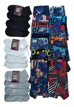 Comprar Combo Hombre 12 Boxers Algodón + 12 Pares De Medias Soquetes