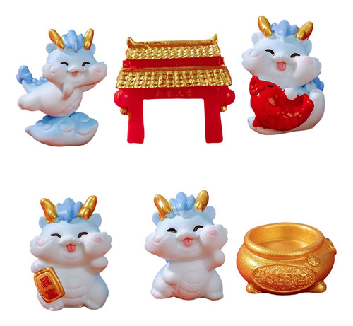 Mini Figura De Dragón Decorativa Para Chimenea, 6 Uds.