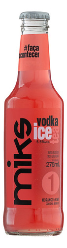 Bebida Mista Alcoólica Gaseificada Vodka Morango e Kiwi Miks Ice Tea Garrafa 275ml