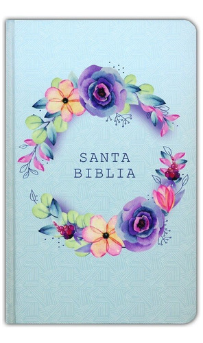 Biblia Rvr 1960 Letra Grande, Nombres De Dios, Flores Azul