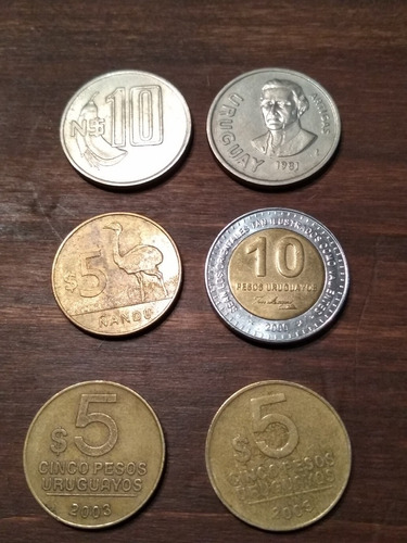 Lote De 6 Monedas Uruguayas Variadas