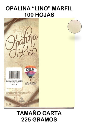 Papel Opalina Marfil Gruesa Carta 100 Hojas Acabado Lino Color Crema