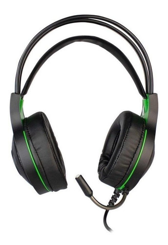 Imagem 2 de 4 de Fone de ouvido over-ear gamer Evolut Têmis EG301 preto e verde com luz LED
