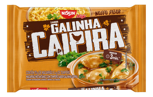 Macarrão Instantâneo Lámen Galinha Caipira Nissin Miojo Nosso Sabor Pacote 74g