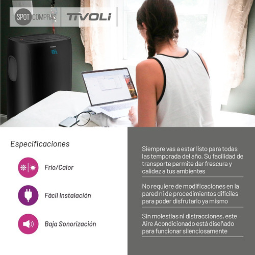 Imagen 4 de 9 de Aire Acondicionado Tivoli Portatil Frio Calor 3400w 3000fg