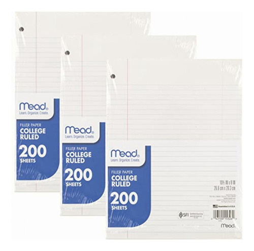 Mead Loose Leaf Paper, Filler Paper, College Ruled, 200