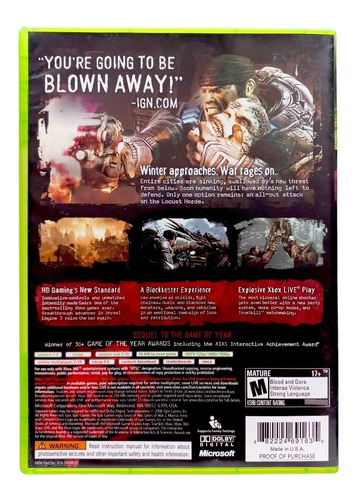 Gears Of War 2 Xbox 360 Totalmente En Español (Reacondicionado)