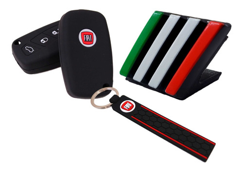 Kit Capa Chave Chaveiro Emblema Itália Fiat Idea Doblo Stilo