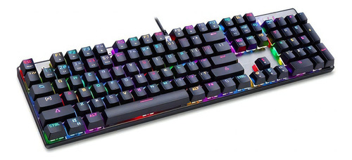 Teclado mecánico Motospeed Ck104 Silver Gamer, conmutador RGB, idioma inglés, teclado estadounidense, color azul