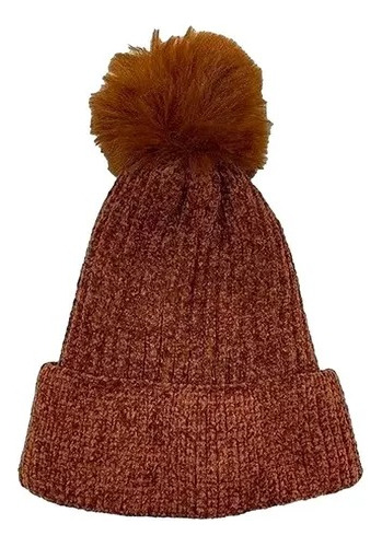 Gorro Chenille Pom Pom Chiporro Mujer