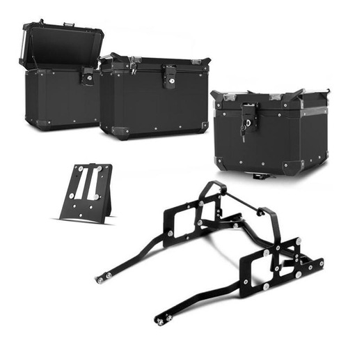 Bau Moto Top Case Roncar Kit Completo Ténéré 1200 Preto