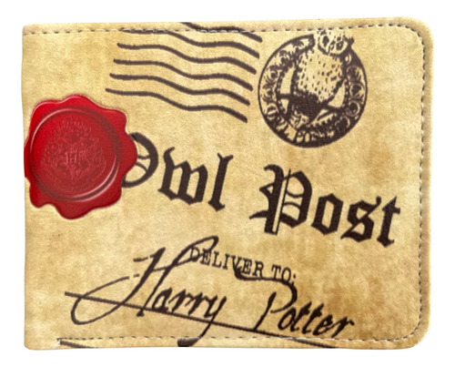 Cartera Billetera Harry Potter Hogwarts Escudo Carta F Color Beige