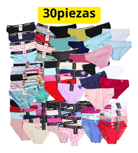 Lote Negocio Ropa Mujer Interior Calzón Algodón Mayoreo 30 Piezas