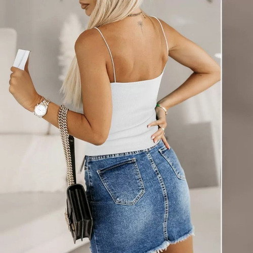 A Top De Moda Delgado De Punto Sin Mangas Con Cuello En U