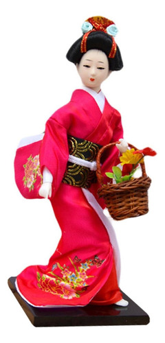 Decoração De Boneca Gueixa Rosa Vermelha Rosa Vermelha