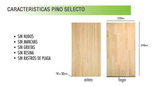 Tablero Pino Natural 230x122x1.8 cm