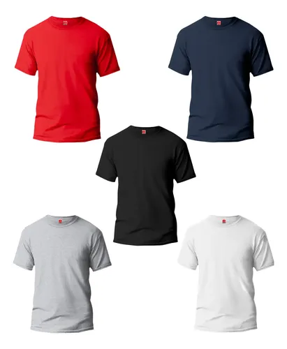 5 Playeras Hombre Básica Cuello Redondo Paquete Algodon Moda