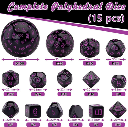 Juego De Rol Dados Austor Negro Y Púrpura