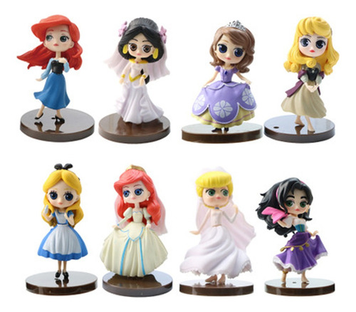 8 Unids/lote Q Posket Princesses Figura Juguetes Muñecas