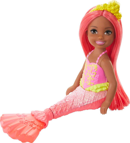 Muñeca De Sirena Chelsea De Cola Y Pelo Coral Gjj87 Barbie