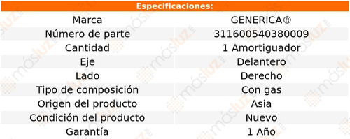 (1) Amortiguador Gas Del Der Dodge Attitude 06/11 Ge