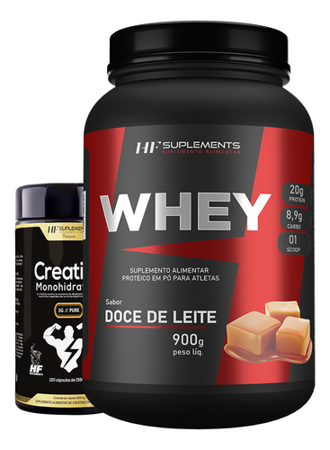 Whey Protein Doce De Leite 900g + Creatina 3g Pura