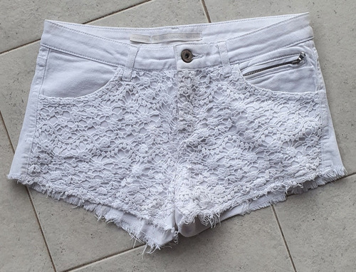 Short Bershka Blanco Original Con Encaje,talle 34