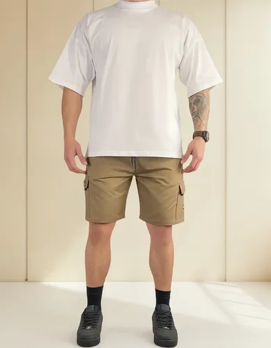 Bermuda Cargo Curta Streetwear Casual Short Sarja Slim Bolso