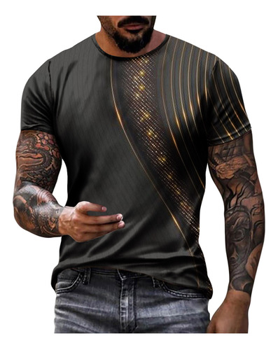 Camisa H Para Hombre Con Estampado Geométrico, Camiseta Gráf