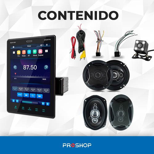 Imagen 10 de 10 de Combo Estereo Stereo Pantalla Tactil Parlantes 6x9 16cm Din
