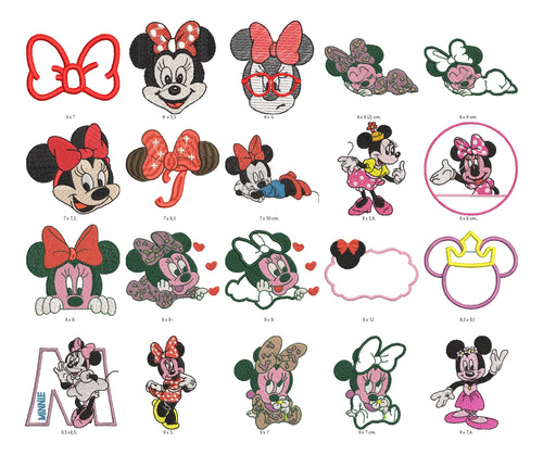 130 Matrices P/ Maquinas De Bordar Minnie Mouse