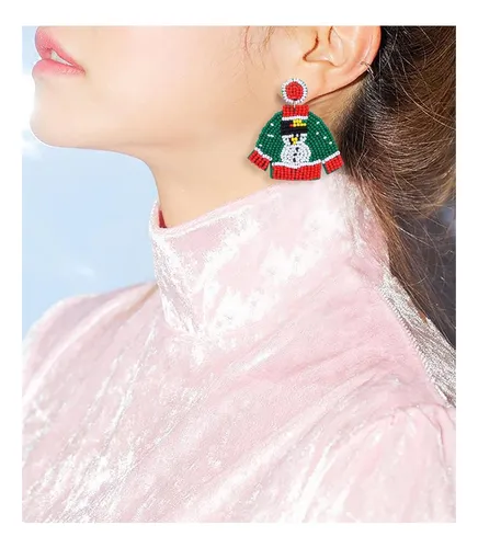 Pendientes De Cuentas De Navidad Para Mujer, Pingüinos Feo,