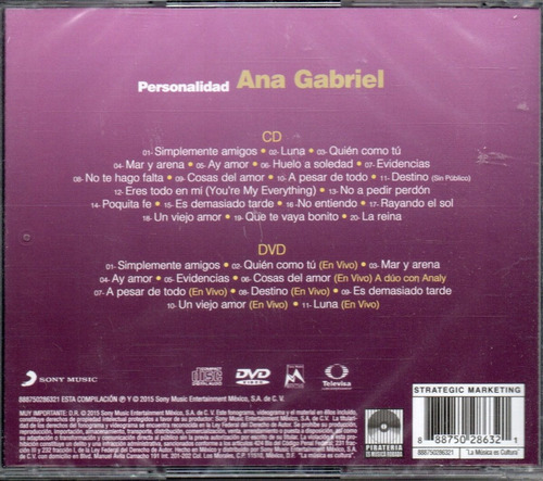 Ana Gabriel Personalidad Cd/ Dvd Nuevo Rocio Durcal Ciudad
