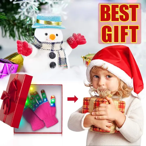 Guantes LED Para Niños – 7 Modos De Luz, Cambian De Color, Relleno Ideal Para Calcetines Y Regalos De Halloween O Pascua