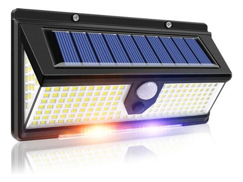 Luminária Solar Parede 190 Led Rwb Sensor Presença 4 Funções Cor Preto Com Dois bateria 3,7v