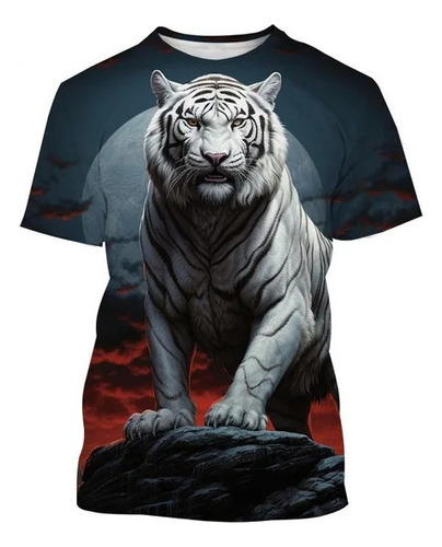 Axl Camiseta De Manga Corta Con Estampado 3d De Tigre Blanco