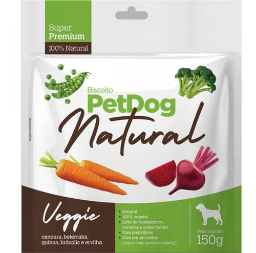 Petisco Caes Biscoito Canino Alimento Natural Petdog 150g Tipo Veggie