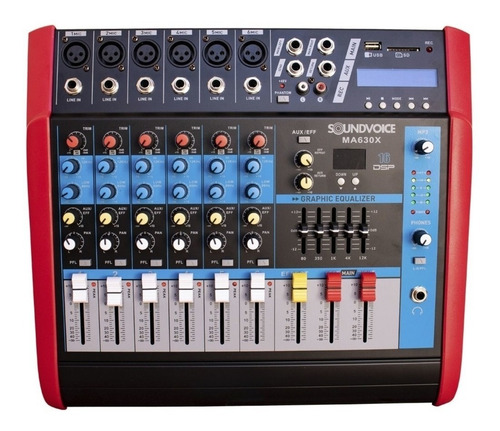 Mesa De Som 6 Canais Amplificada 500w Rms Ef Eq Ma 630x