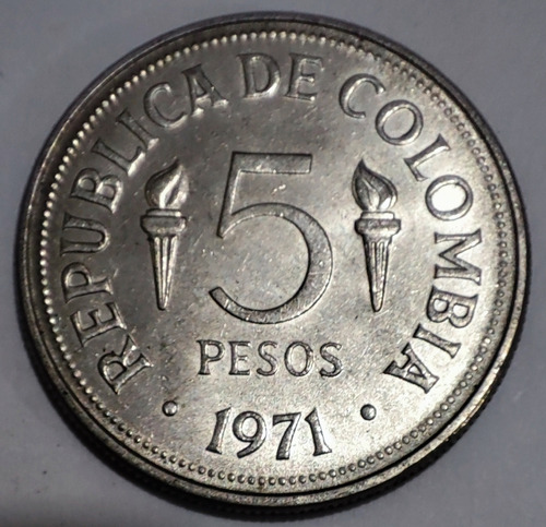 Moneda 5 Pesos Colombia 1971 Juegos Panamericano Vi Cali