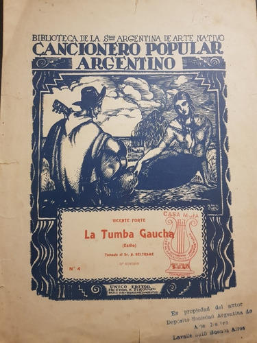 Imagen 2 de 5 de Antiguas Partituras. El Sol Del 25. La Tumba Gaucha. 51709.