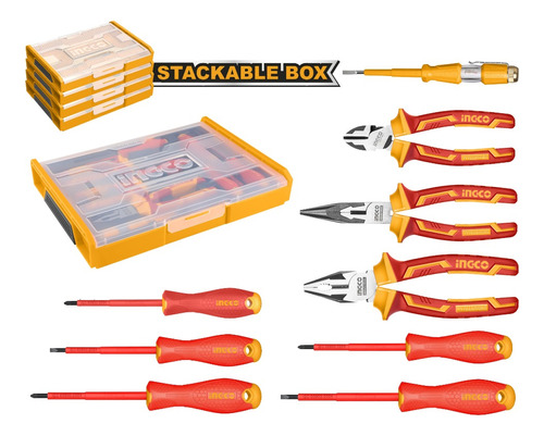 Set Organizador +  9 Herramientas  Aisladas P  Electricista 