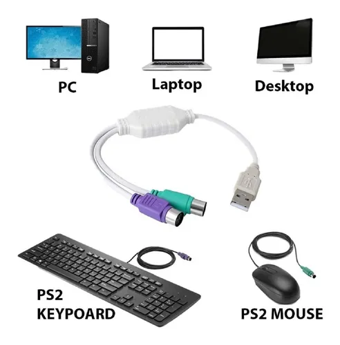 Adaptador Convertidor Conector Ps2 A Usb Teclado Y Mouse Ps2
