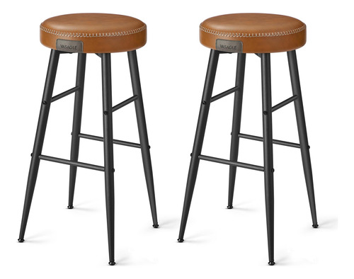 Juego De 2 Taburetes De Bar Modernos Sin Espalda 76 Cm