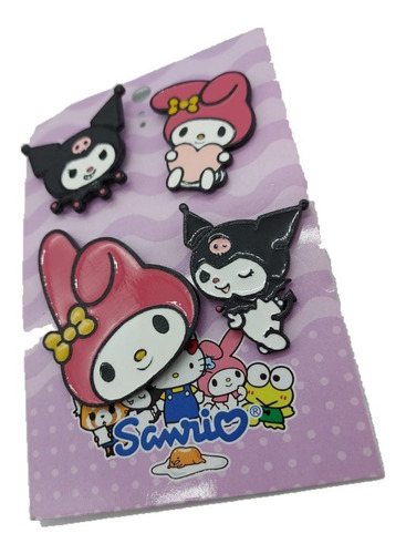 Pack X4 Pins Pines Kuromi Y My Melody Hello Kitty De Metal 