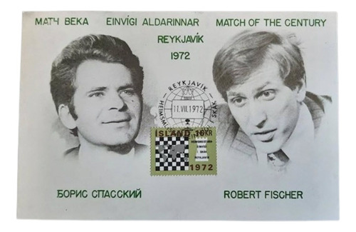 Sello - Tarjeta Campeonato Ajedrez Fischer- Spasski  1972