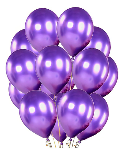 Balão Bexiga Metalizado - Várias Cores - N°9 C/ 25 Unidades Cor Violeta