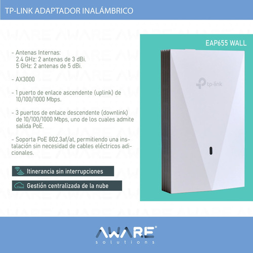 Tp-link Access Point Eap655 Wall Wifi 6 Ax3000 Placa De Red