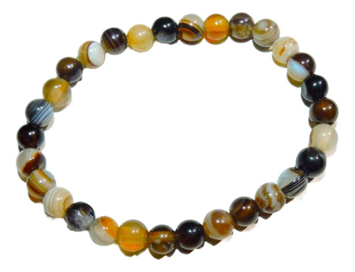 Pulsera Natural Piedra Sardonix Oscura 6 Mm