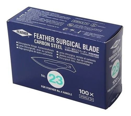 Lâmina De Bisturi Feather Nº 23 C/ 100 Unidades Aço Carbono